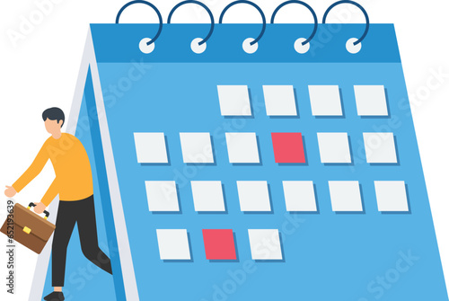 Monday blues, tired and afraid of routine office work, Depression or sadness, worker, sleepy and frustrated, Tired and sleepy businessman going to work with a calendar

