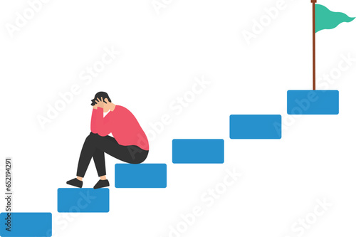 Fear of failure, anxiety or stress, negative emotion in career development, Afraid of progress forward or middle life crisis, Give up alone on the stairway to success goal

