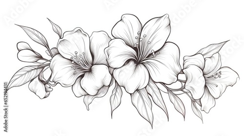 Line art flower hand drawn  AI generated Image