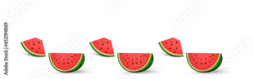 A Healty watermelon fruits pieces cut on isolated background banner templateVector banner template design