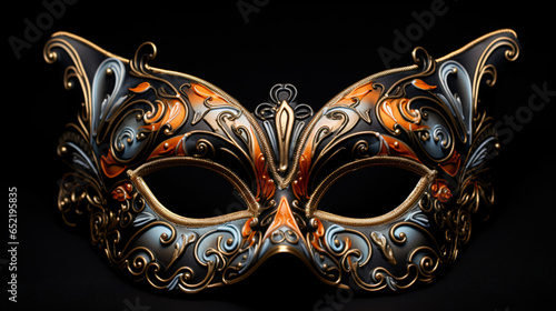Venice carnival butterfly mask on black background