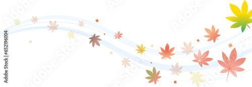 紅葉したモミジの葉のベクターフレーム画像