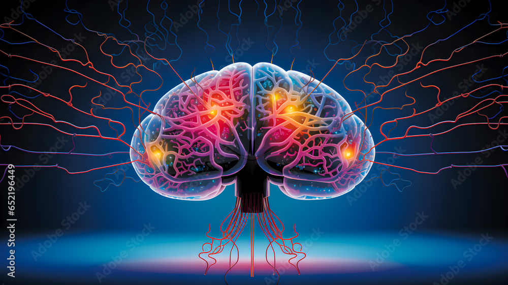 Fototapeta premium Illustration of a brain with interconnected neural pathways