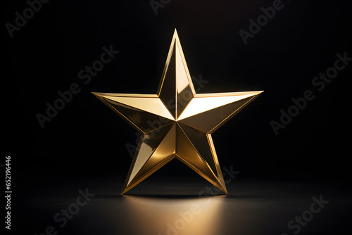 Gold star on the stage. Dark background