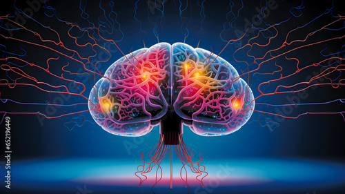 Illustration of a brain with interconnected neural pathways