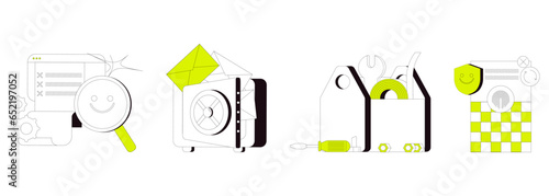 Vector set for interfaces, Web application, empty states. UI elements.