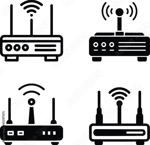 set of wifi modem con set vector