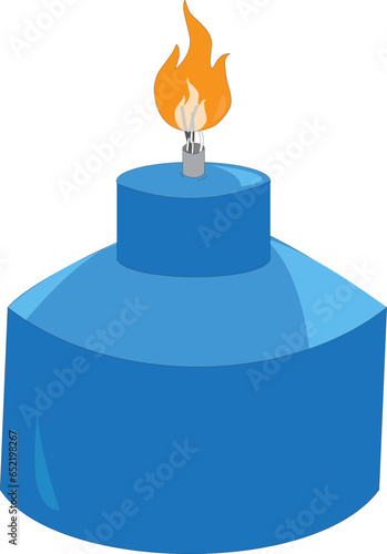 Vector Muslim Blue Oil Lamp or Pelita. Light of Ramadhan Mubarak, Malay culture during Hari Raya celebration. 
