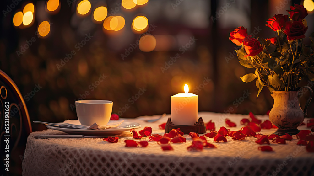 Love and Romance: Holding Hands at Candlelit Table Love and Romance: Holding Hands at Candlelit Table