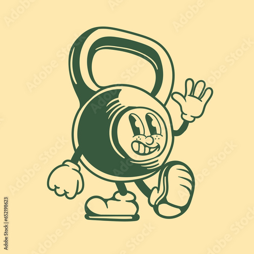 Vintage character design of dumbbell