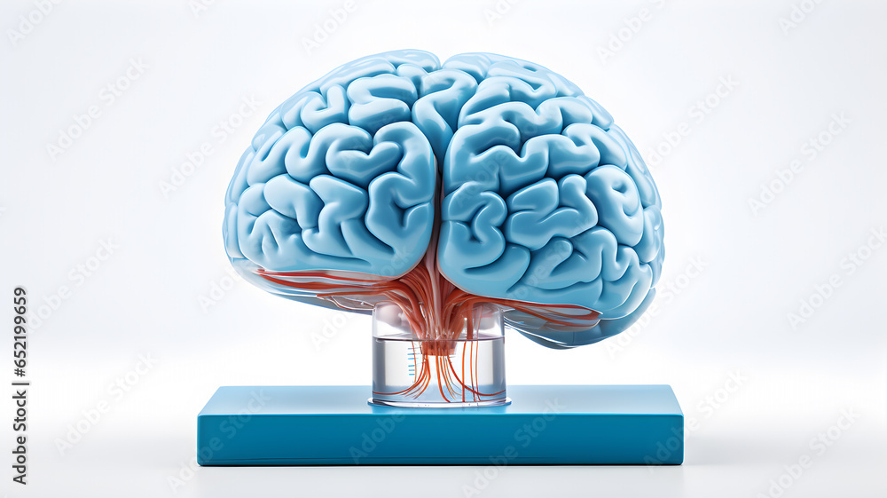 Human brain illustration Anatomical Model front view on white background Human brain illustration Anatomical Model front view on white background