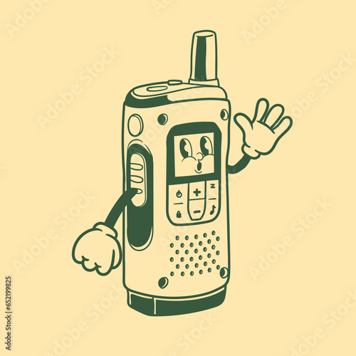 Vintage character design of a walkie talkie