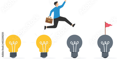 Business transformation, Change management or transition to better innovative companies, improvement and adaptation to new normal, Jump from old to new shiny creative idea

