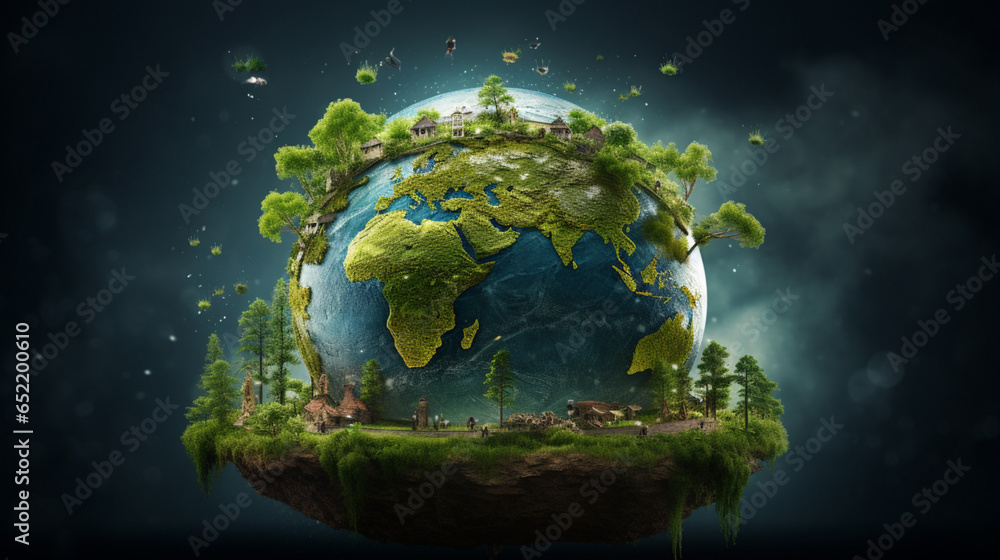 alien planet earth as concept of natural green forest - obrazy, fototapety, plakaty 