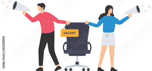 HR recruiting announcement we are hiring advertisement, Human resources or employer looking for candidate for job vacancy, HR with megaphone and hiring peoples

