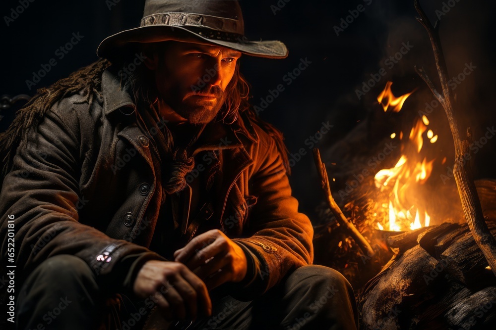 Cowboy and his horse sharing a moment of quiet connection in a peaceful meadow, Generative AI Cowboy and his horse sharing a moment of quiet connection in a peaceful meadow, Generative AI