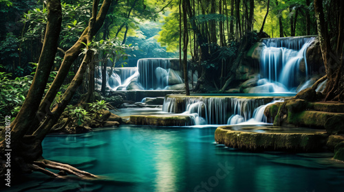 Waterfall in tropical forest at Erawan national park