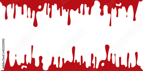 Bloody background. Dripping blood or red paint isolated on white background. Halloween background with copy space for your text. Vector.