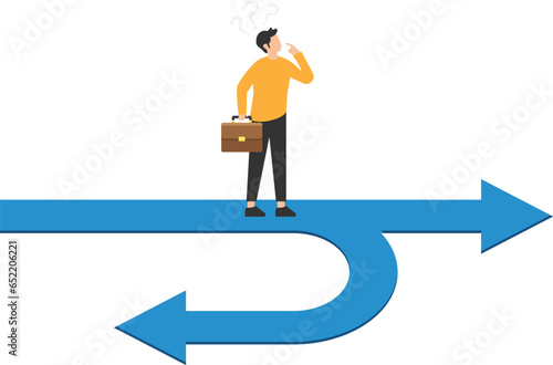 Business turning point, Break event or change direction, reverse back, interest rate or financial trend change, Looking at his reverse direction pathway

