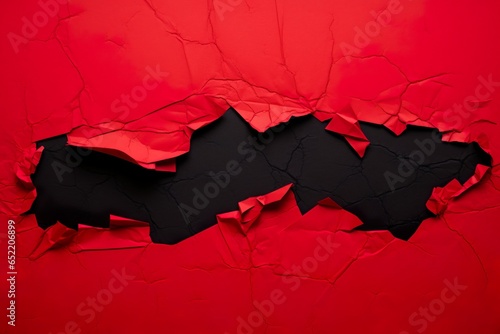 torn red paper strip with black background and copy space