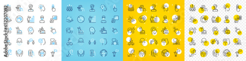 Vector icons set of Whisper, Luggage belt and Engineering team line icons pack for web with Work home, Businesswoman person, Cough outline icon. Mental conundrum, Romantic talk. Vector