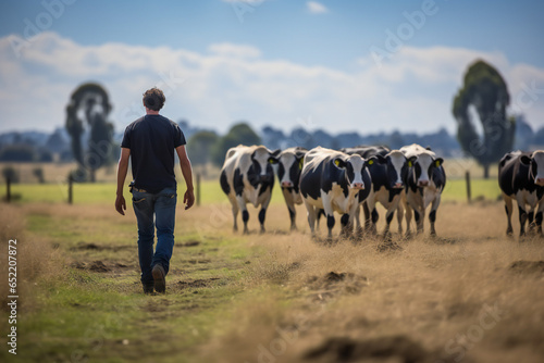 Farmer with cows