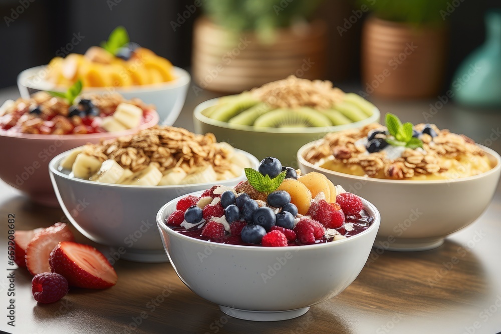 Fruitful Start to Your Day: Indulge in a Bowl of Granola Teeming with Colorful Fruits Fruitful Start to Your Day: Indulge in a Bowl of Granola Teeming with Colorful Fruits