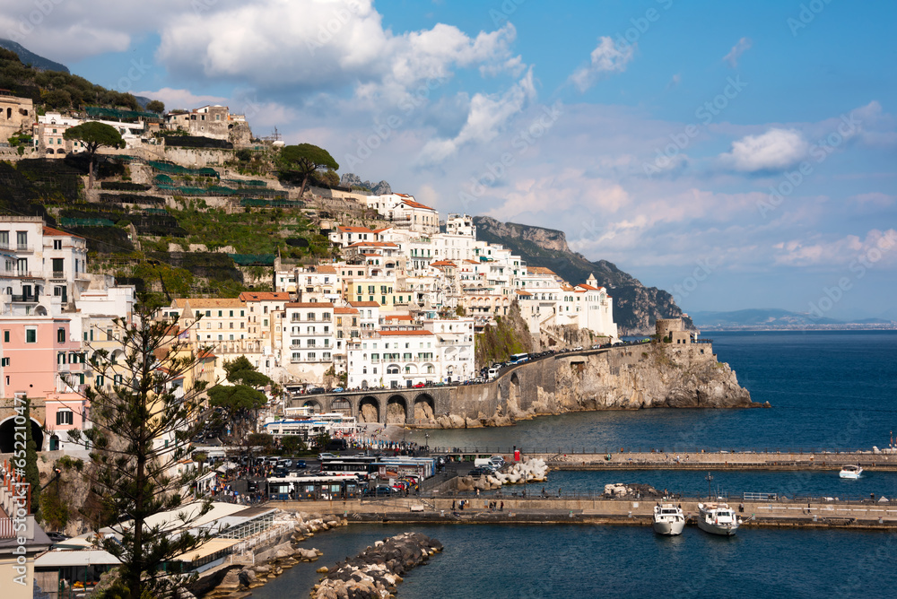 Scenic Amalfi coast in Italy with a costal town