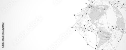 Global network connection concept. Social network communication in the global business concept. Big data visualization. Internet technology illustration.