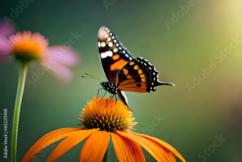 A butterfly sitting on the yellow flower