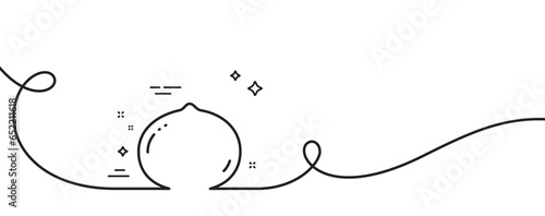 Macadamia nut line icon. Continuous one line with curl. Tasty nuts sign. Vegan food symbol. Macadamia nut single outline ribbon. Loop curve pattern. Vector