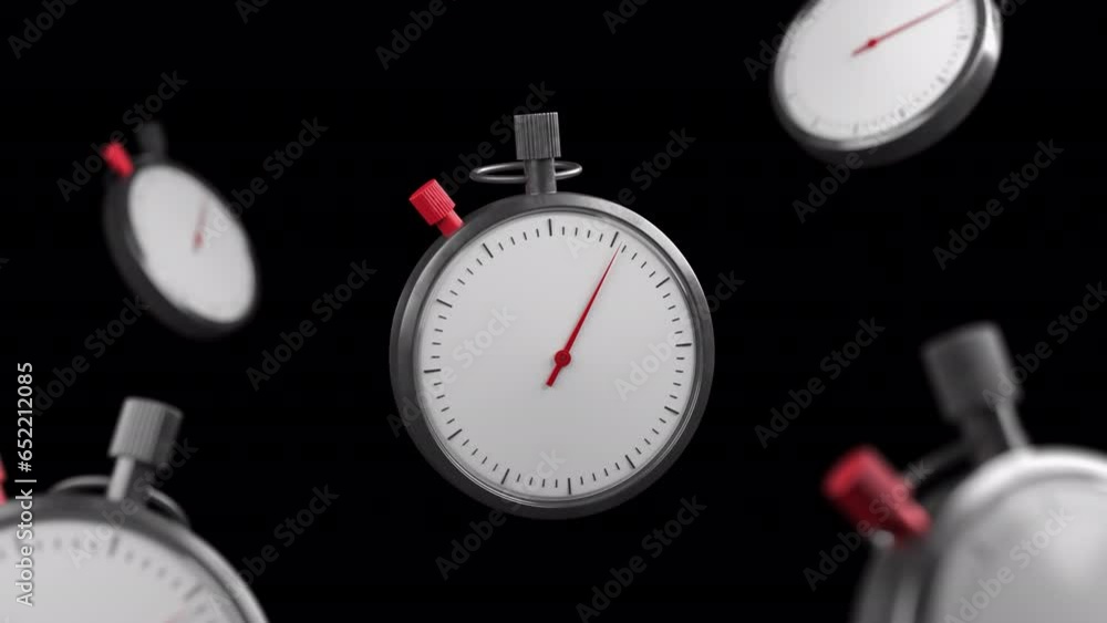 Stopwatch animation, improving time, speed up, time management concept