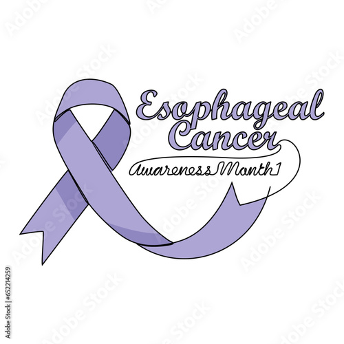 One continuous line drawing of esophageal cancer awareness month with white background. Awareness ribbon design in simple linear style. healthcare and medical design concept vector illustration.