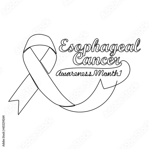 One continuous line drawing of esophageal cancer awareness month with white background. Awareness ribbon design in simple linear style. healthcare and medical design concept vector illustration.