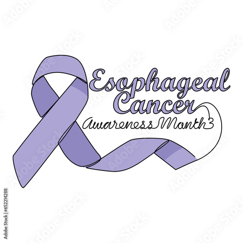 One continuous line drawing of esophageal cancer awareness month with white background. Awareness ribbon design in simple linear style. healthcare and medical design concept vector illustration.