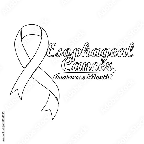 One continuous line drawing of esophageal cancer awareness month with white background. Awareness ribbon design in simple linear style. healthcare and medical design concept vector illustration.