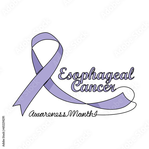 One continuous line drawing of esophageal cancer awareness month with white background. Awareness ribbon design in simple linear style. healthcare and medical design concept vector illustration.