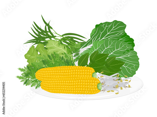Fresh meat on a plate on a white background.