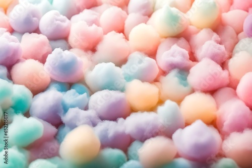 Colorful cotton candy in soft pastel color blur background © sania