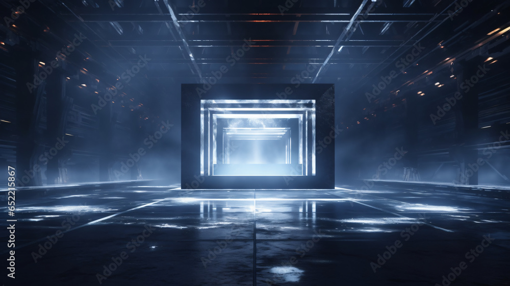 Futuristic Sci Fi Grunge Concrete Reflective Dark Room