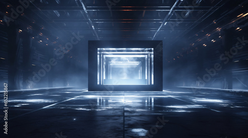 Futuristic Sci Fi Grunge Concrete Reflective Dark Room © Johnu