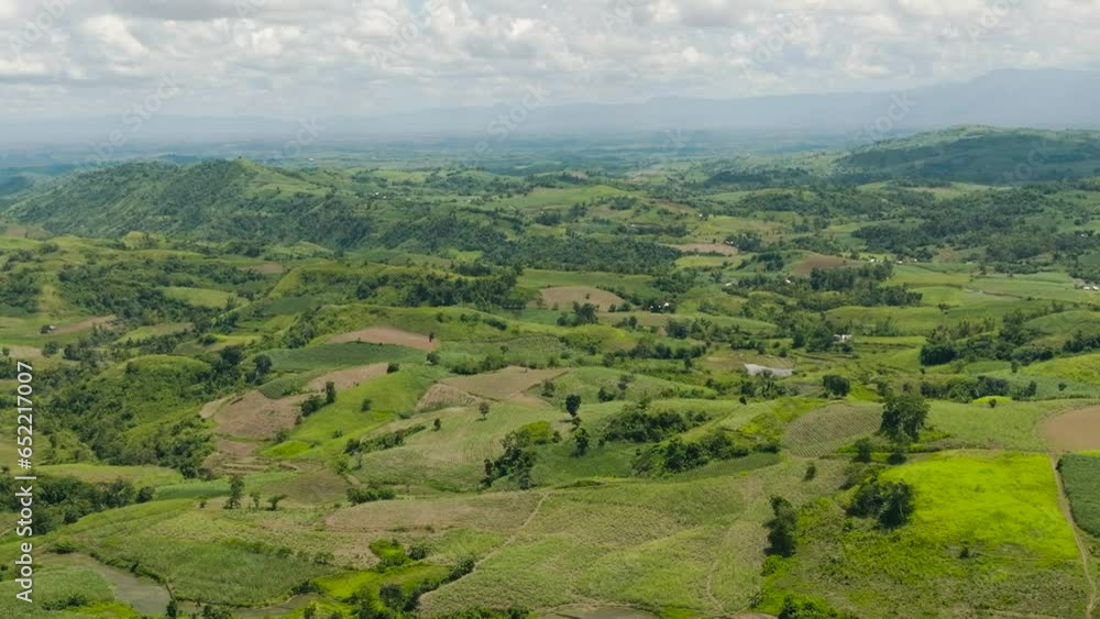 Aerial view of farmland and plantations with vegetables in the countryside. Negros, Philippines Aerial view of farmland and plantations with vegetables in the countryside. Negros, Philippines