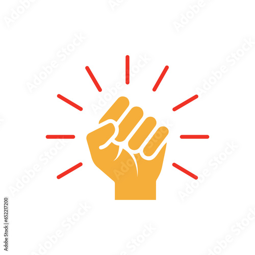 Hand closed. Fist Icon. Vector trendy flat glyph icon illustration design for protests, strength, success, achievement, willpower.