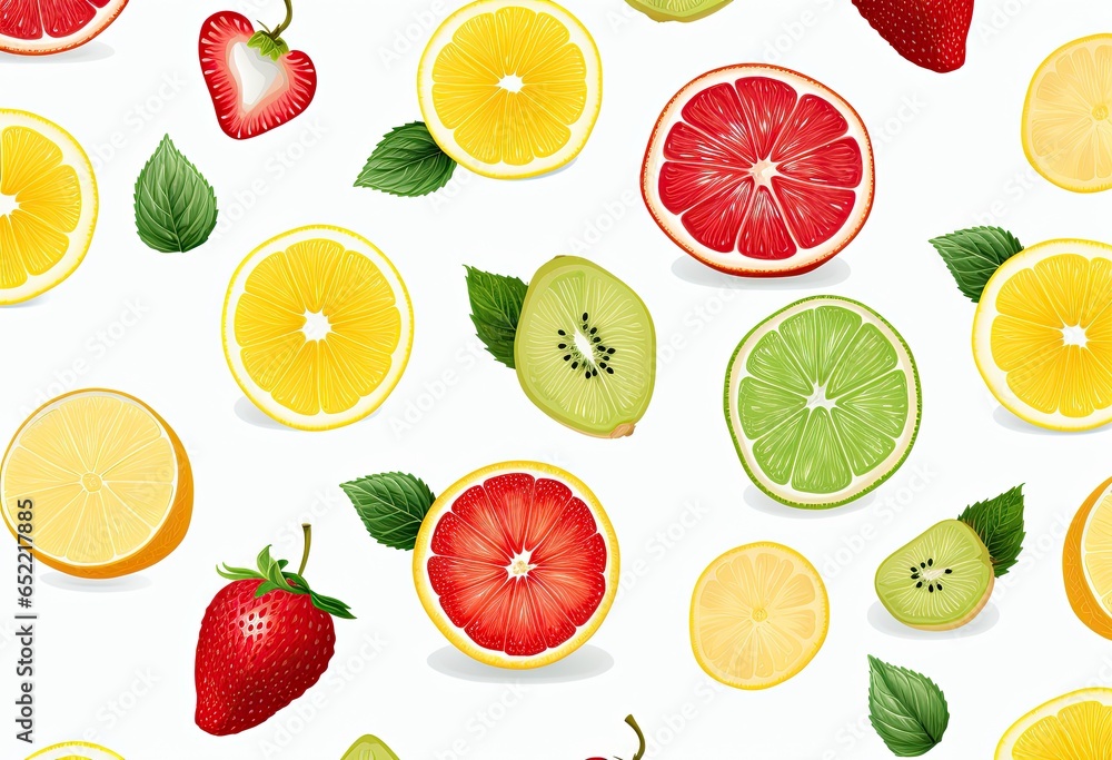 mixed fruit pattern banner wallpaper