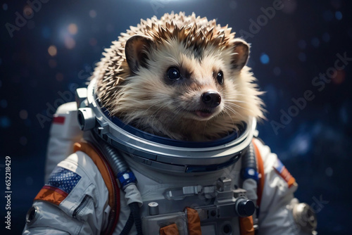 hedgehog astronaut space background
