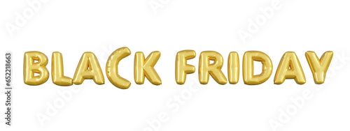 Gold balloons business header. Black friday advertising symbol letter 3d vector.