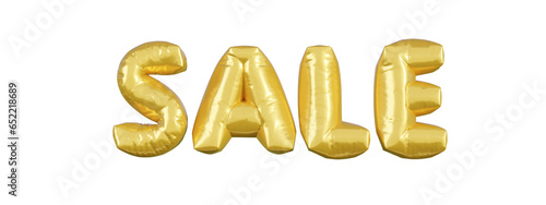 Gold balloons business header. Sale advertising symbol letter 3d vector.