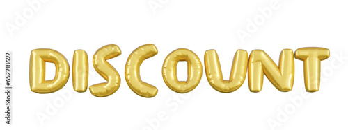 Gold balloons business header. Discount advertising symbol letter 3d vector.