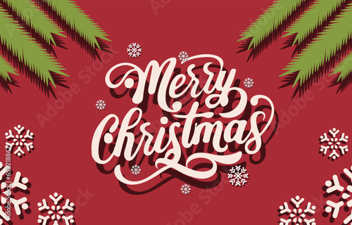 merry Christmas card background gift calligraphy font typography illustration