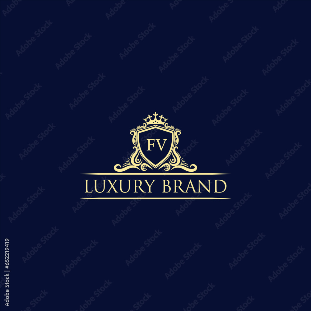 FV Luxury lion crest logo - royal lion vector template
